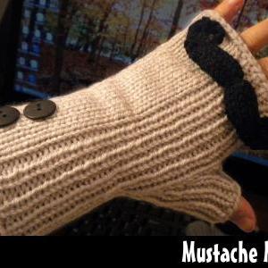Mustache Mitts Knitting Pattern