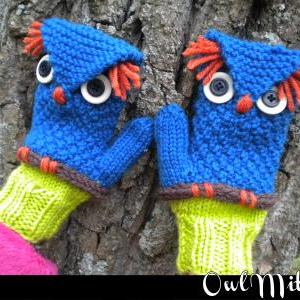 Owl Mittens Knitting Pattern