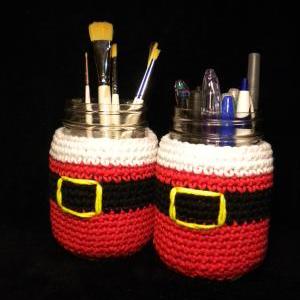 Santa's Mason Jar Cozy Crochet Patt..