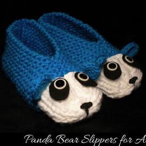 Panda Slippers for Adults - Knittin..