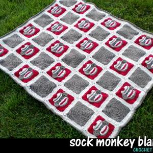 Sock Monkey Baby Blanket Crochet Pattern