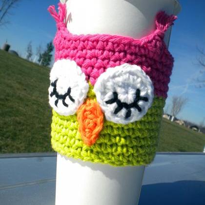 Sleepy Owl Coffee Cozy Crochet Patt..