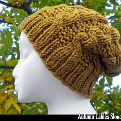 Autumn Cables Slouchy Hat Knitting ..