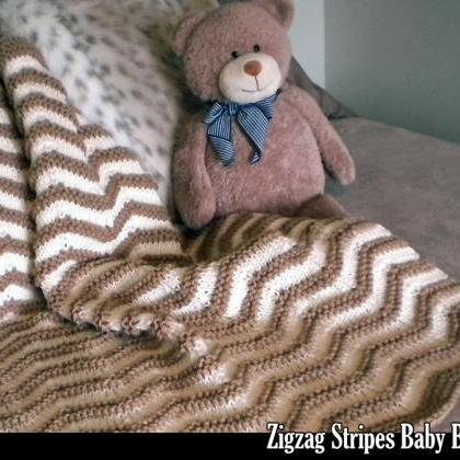 Zigzag Stripes Baby Blanket Knittin..