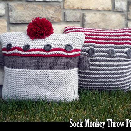 Sock Monkey Throw Pillows Knitting ..