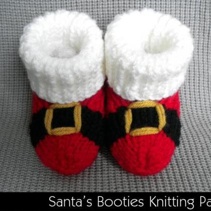Santa's Baby Booties Knitting Patte..