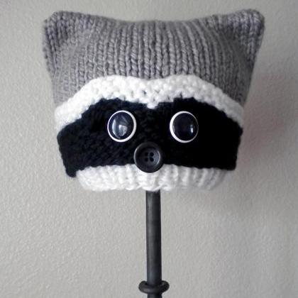Woodland Raccoon Hat Knitting Patte..