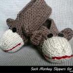 Sock Monkey Slippers For Adults Knitting Pattern