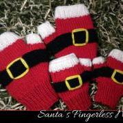 Santa's Fingerless Mitts Knitting Pattern