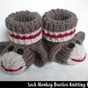 Sock Monkey Baby Booties Knitting Pattern