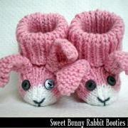 Bunny Rabbit Baby Booties Knitting Pattern