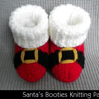 Santa's Baby Booties Knitting Pattern