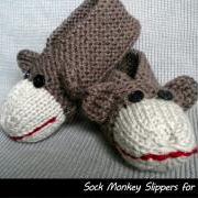Sock Monkey Slippers for Men and Women