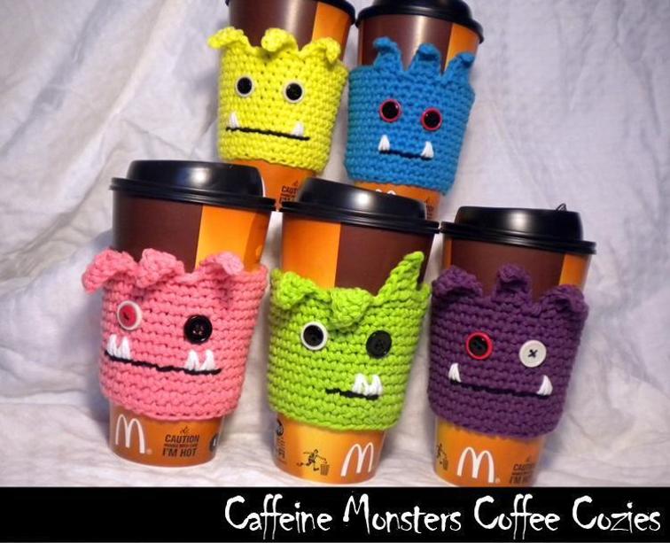 Caffeine Monsters Coffee Cozies Crochet Pattern