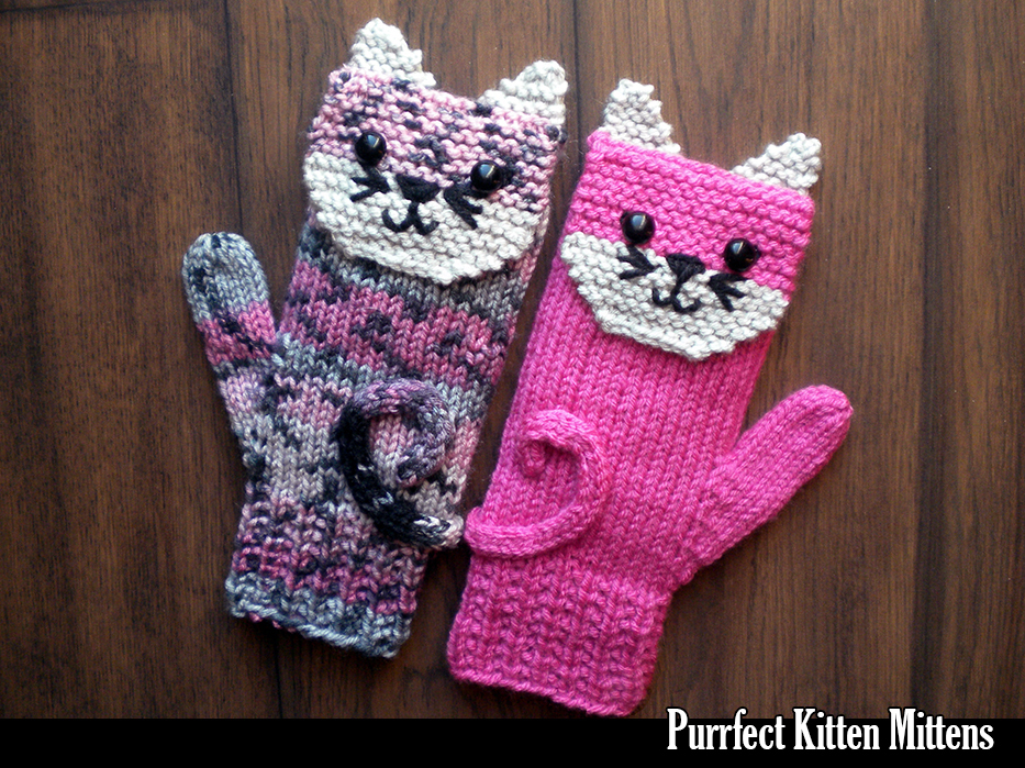 Purrfect Kitten Mittens for the Family Knitting Pattern