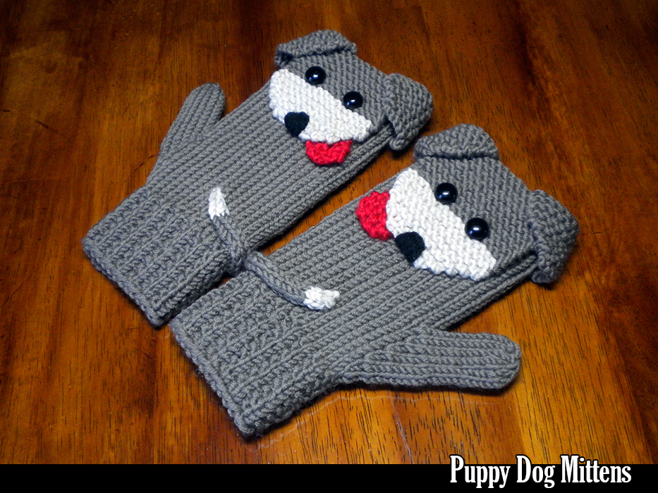 Puppy Dog Mittens for the Family Knitting Pattern
