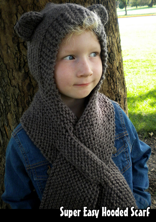 Super Easy Hooded Scarf Knitting Pattern