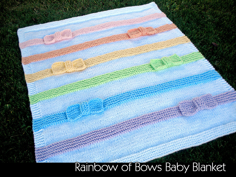 Rainbow of Bow Baby Blanket Knitting Pattern