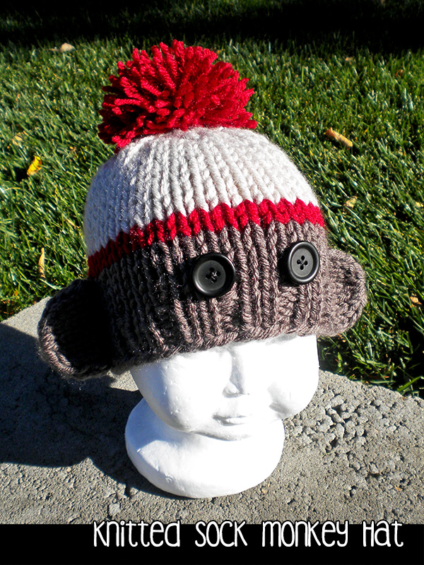 Knitted Sock Monkey Hat For The Family Knitting Pattern on