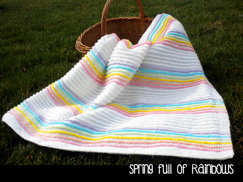 Spring Full Of Rainbows Baby Blanket Knitting Pattern