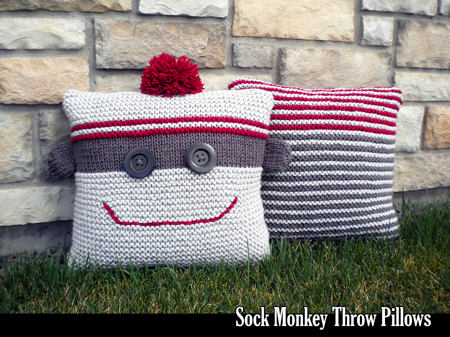 Sock Monkey Throw Pillows Knitting Pattern