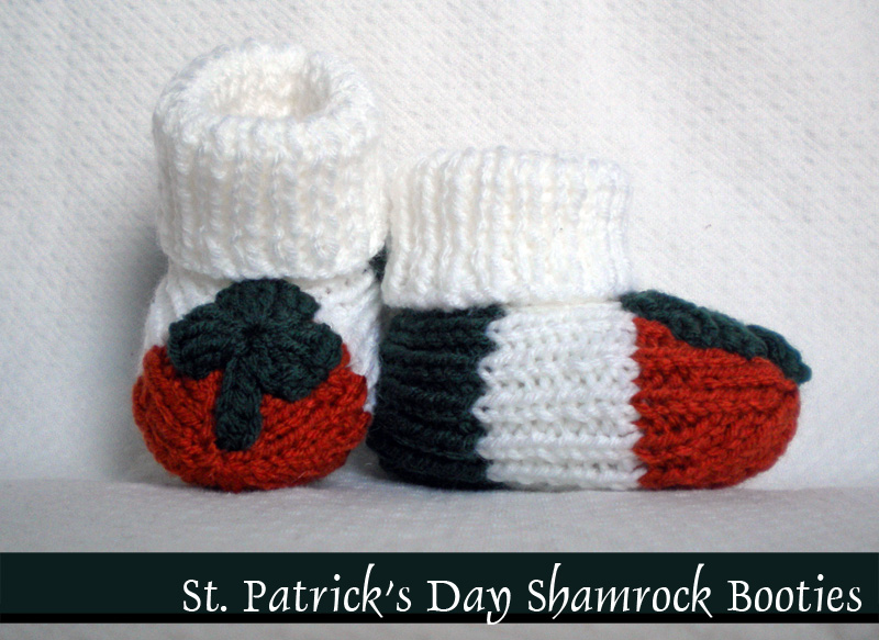 Irish Shamrock Baby Booties Knitting Pattern