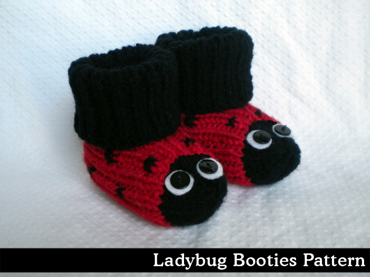 Ladybug Baby Booties Knitting Pattern