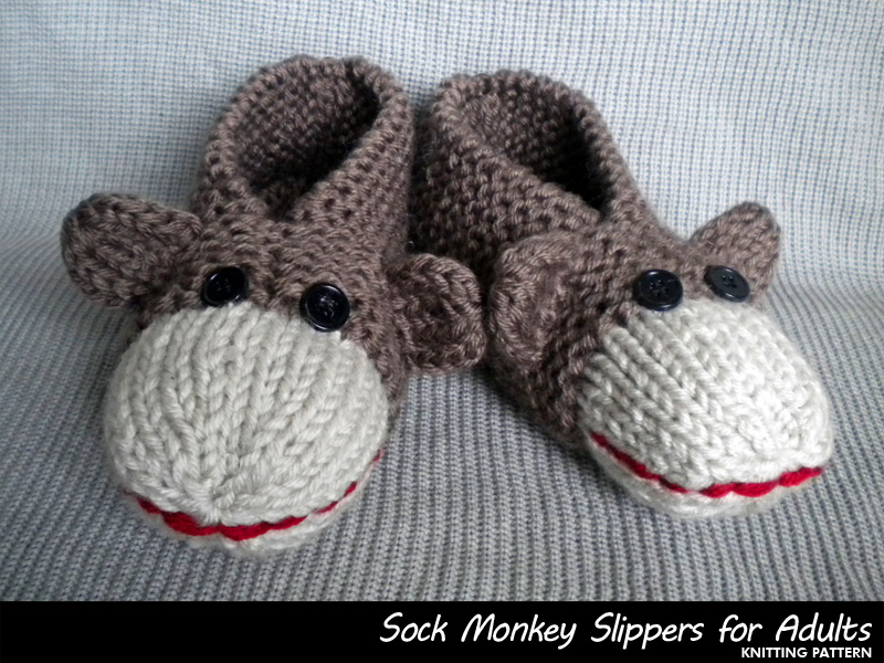 Sock Monkey Slippers For Adults Knitting Pattern