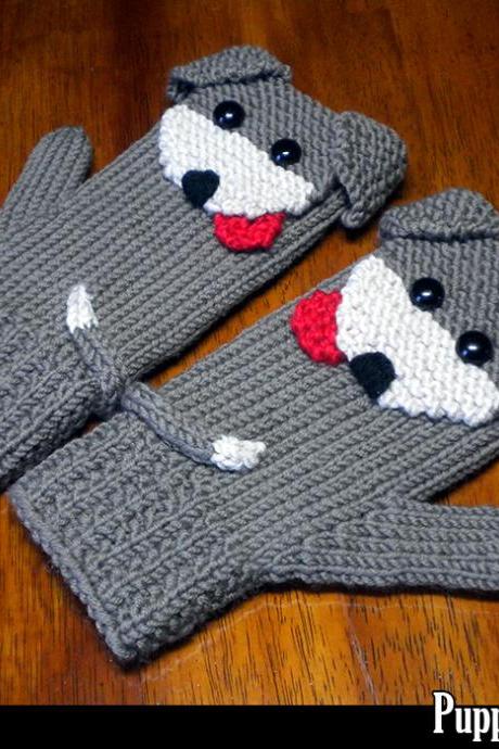 Puppy Dog Mittens for the Family Knitting Pattern