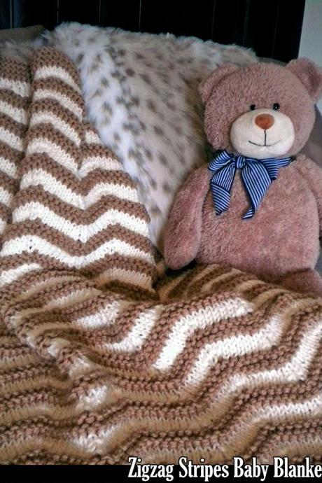Zigzag Stripes Baby Blanket Knitting Pattern