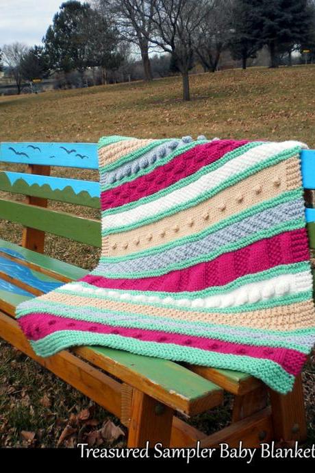 Treasured Sampler Baby Blanket Knitting Pattern