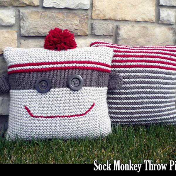 Sock Monkey Throw Pillows Knitting Pattern On Luulla